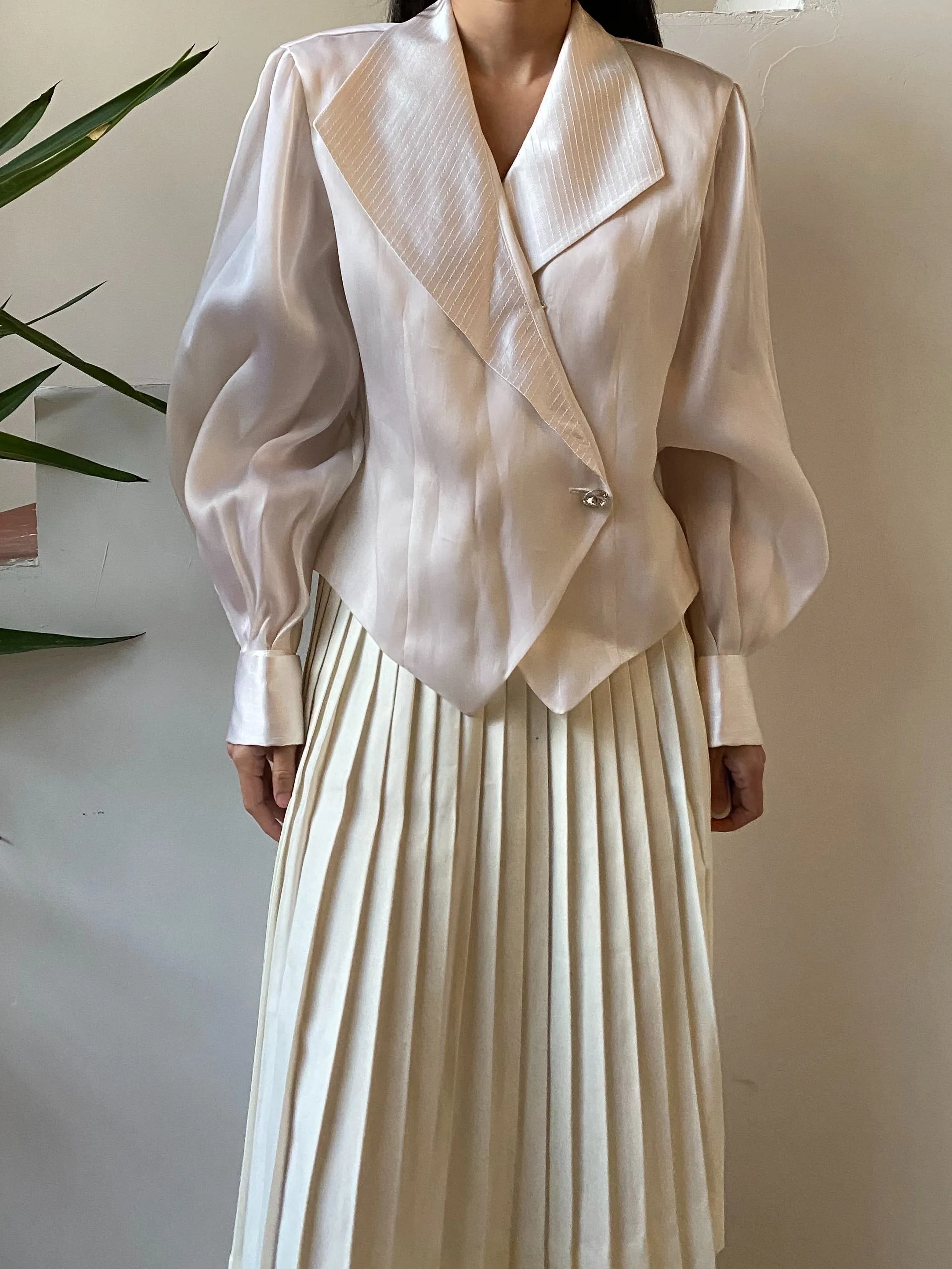 1980s Silk Organza Blazer Top - S/M