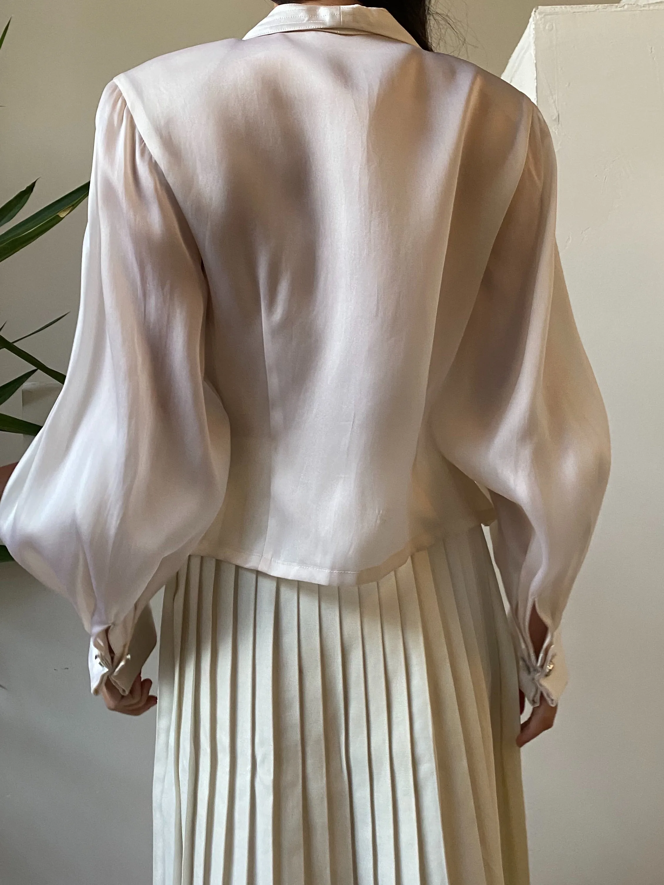 1980s Silk Organza Blazer Top - S/M
