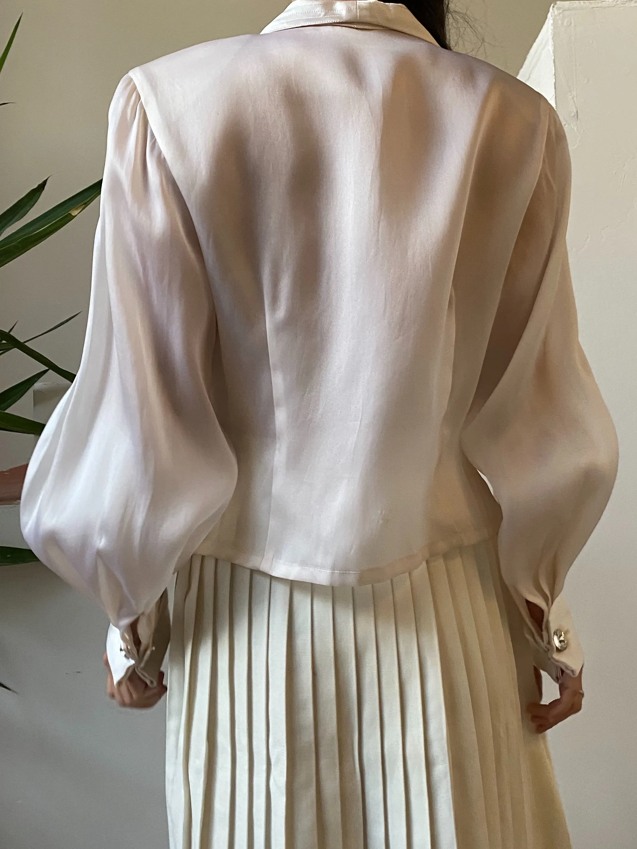 1980s Silk Organza Blazer Top - S/M