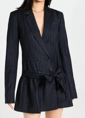 AINSLEY PINSTRIPE DROP WAIST BLAZER DRESS