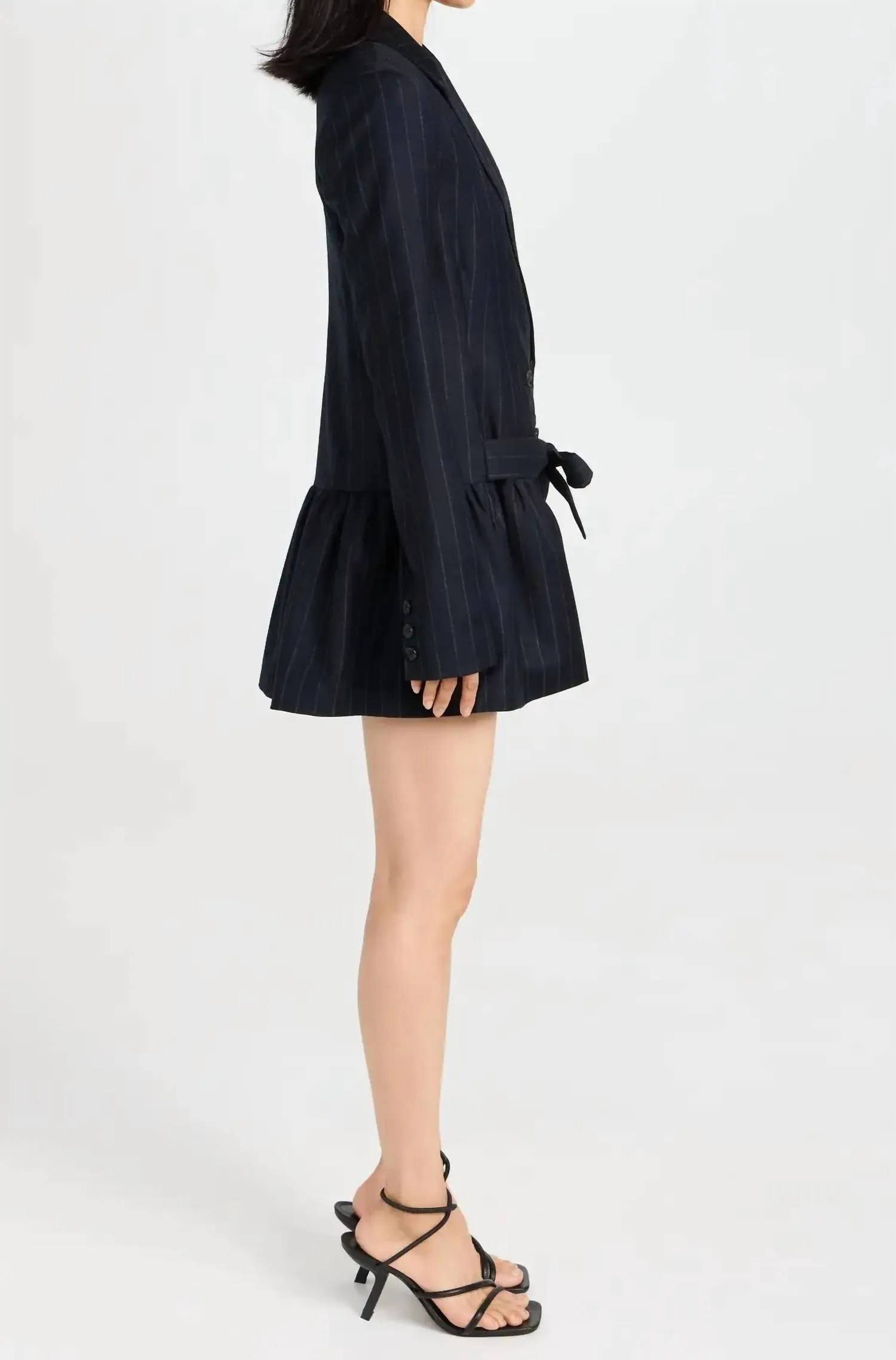 AINSLEY PINSTRIPE DROP WAIST BLAZER DRESS