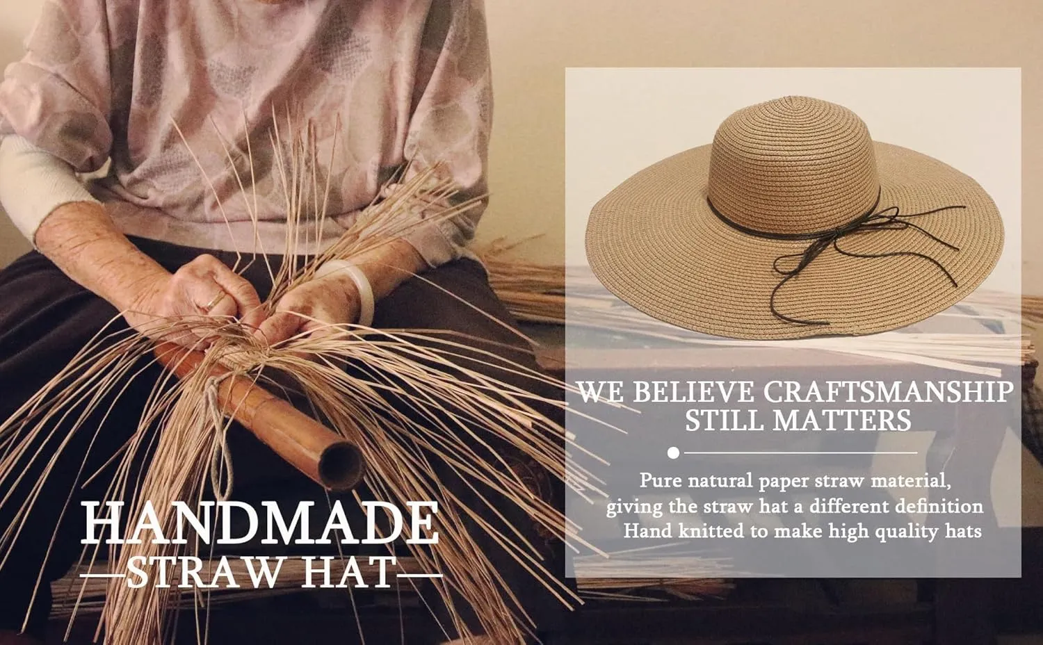 Beach Hats for Women, Straw Sun Hat Floppy Wide Brim, Foldable UPF 50  UV Protection Summer Hat