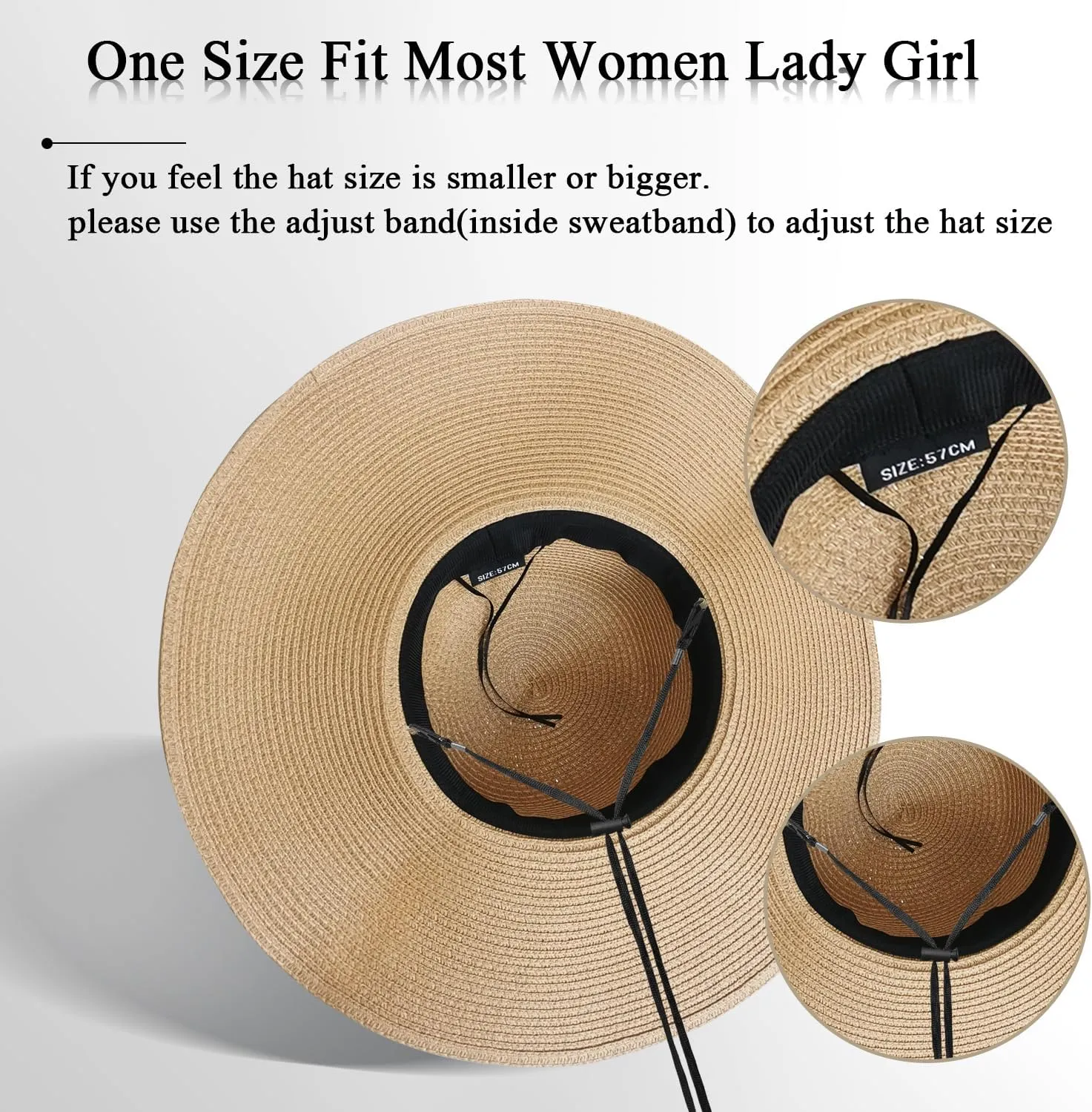 Beach Hats for Women, Straw Sun Hat Floppy Wide Brim, Foldable UPF 50  UV Protection Summer Hat