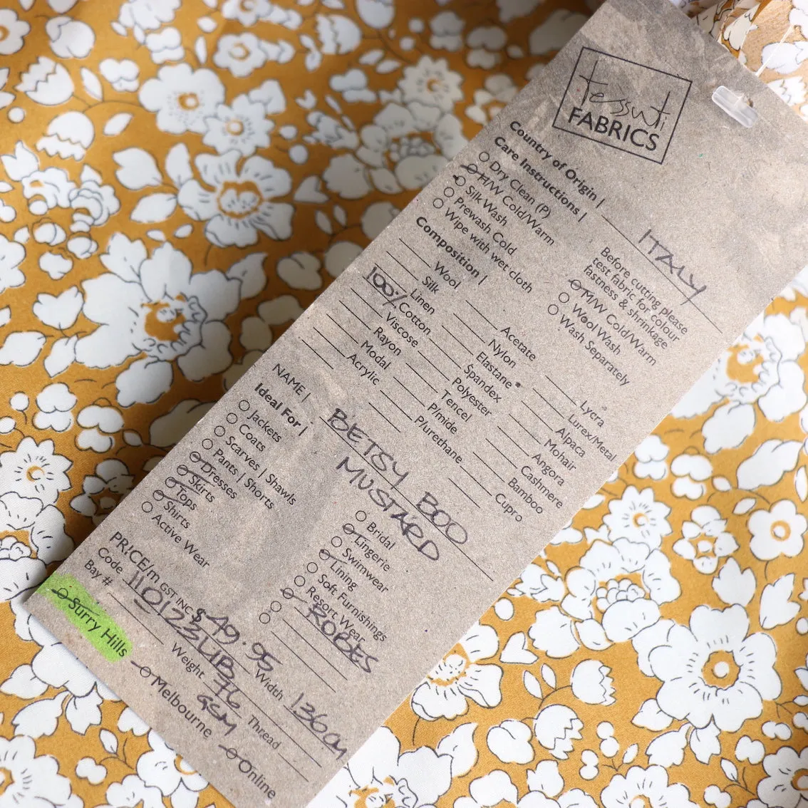 Betsy Boo Mustard Liberty Tana Lawn™