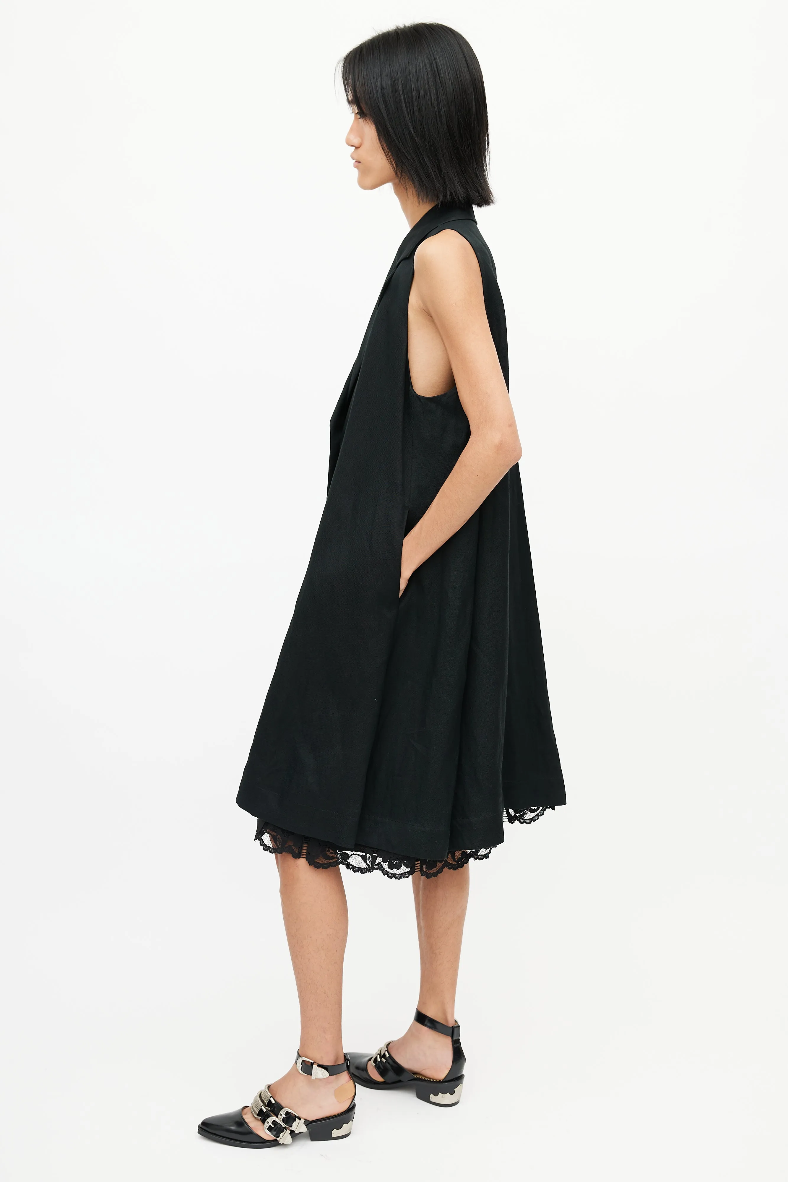 Black Sleeveless Blazer Dress