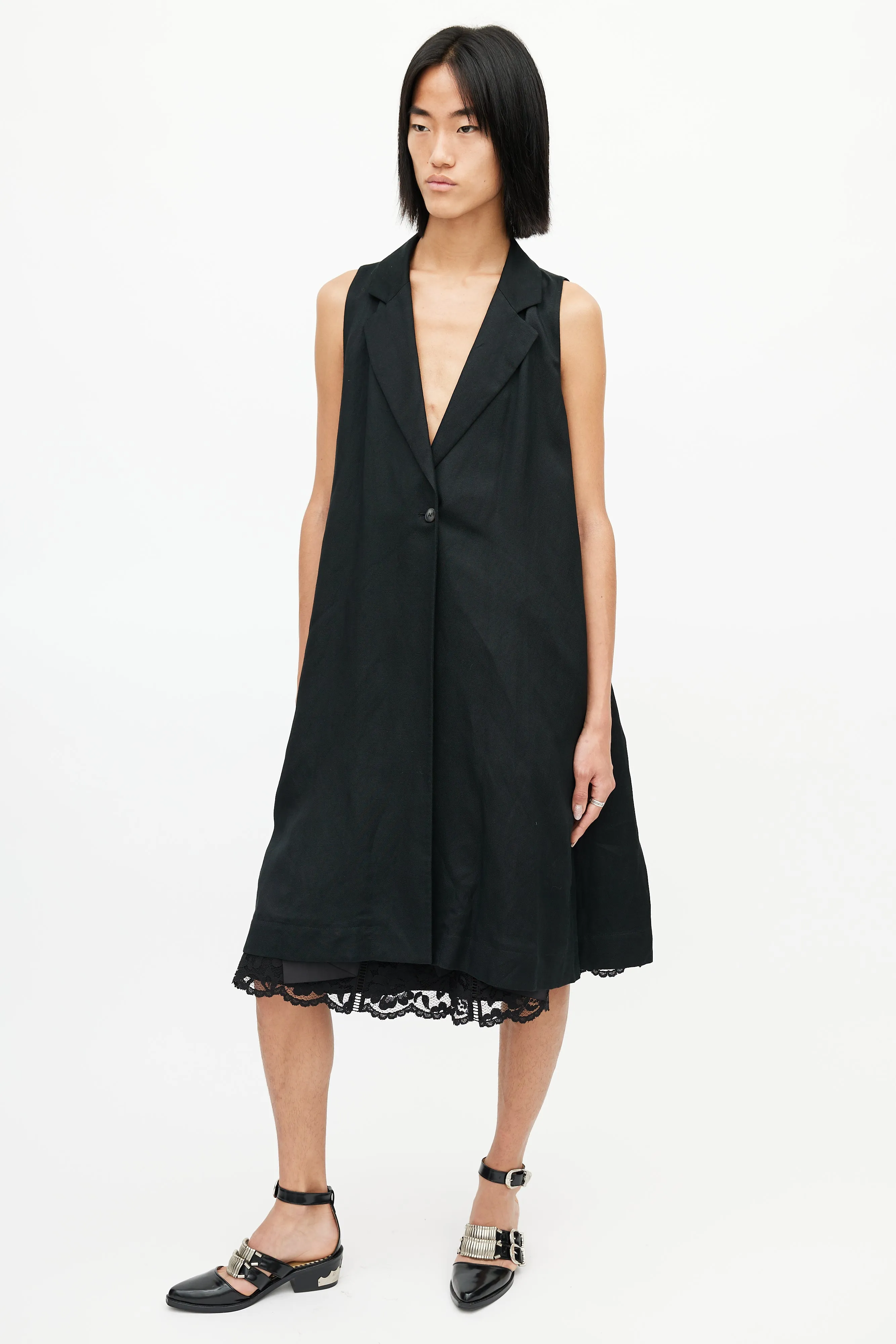 Black Sleeveless Blazer Dress