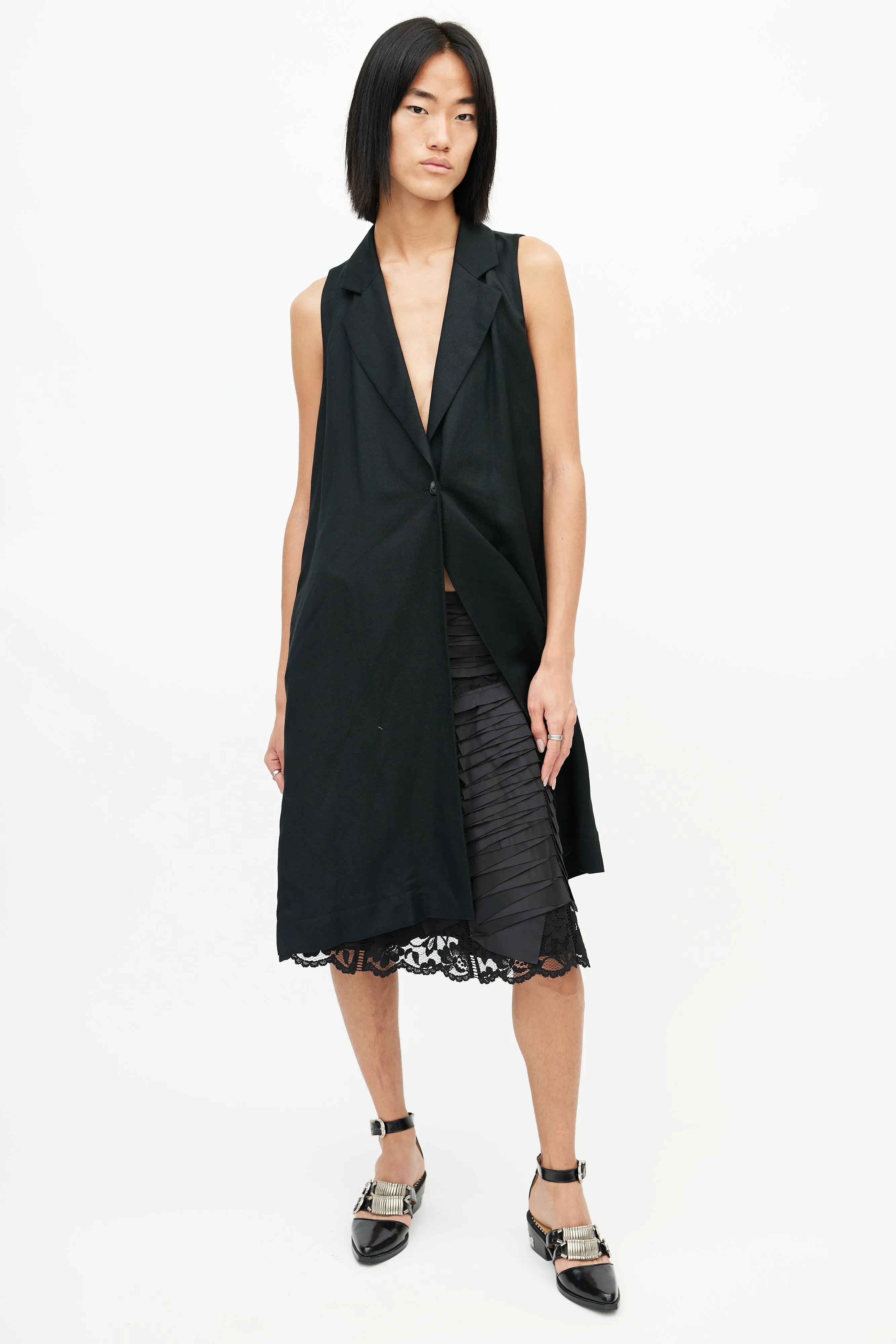 Black Sleeveless Blazer Dress