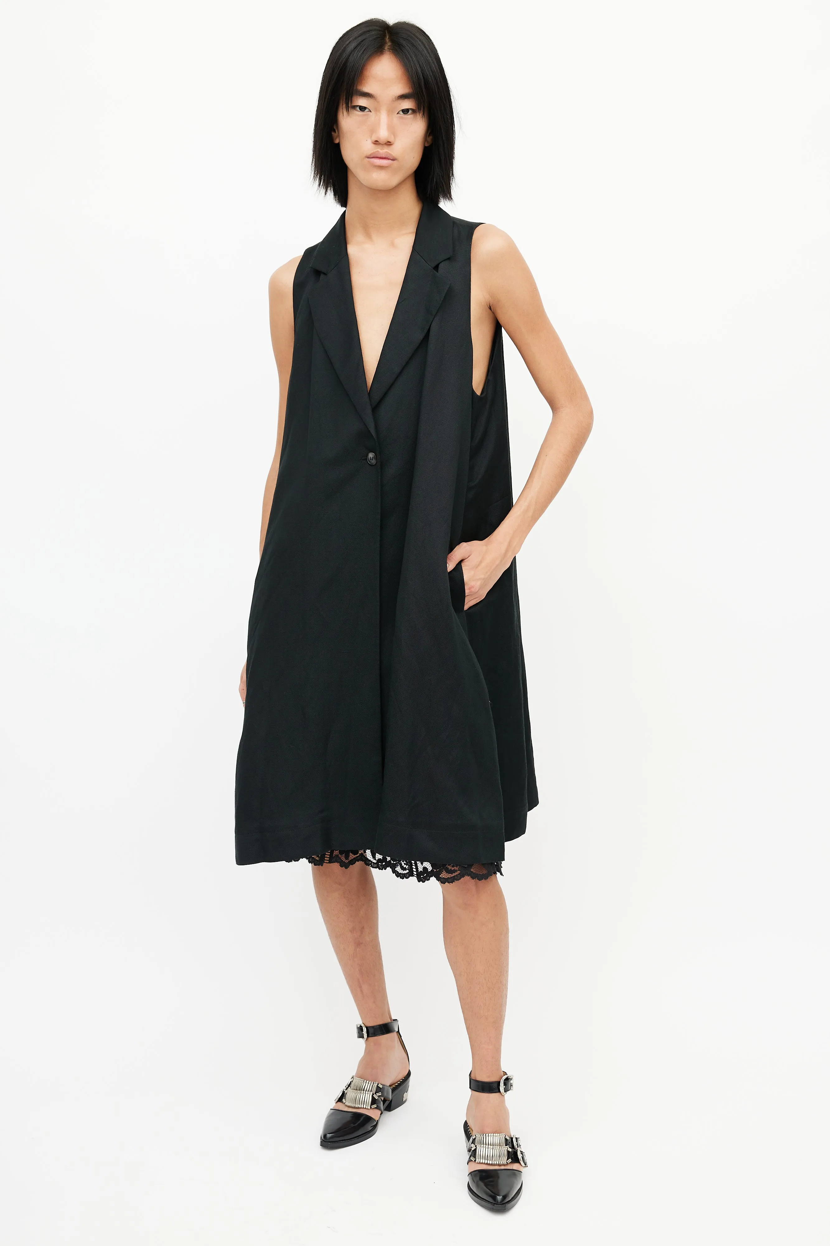 Black Sleeveless Blazer Dress