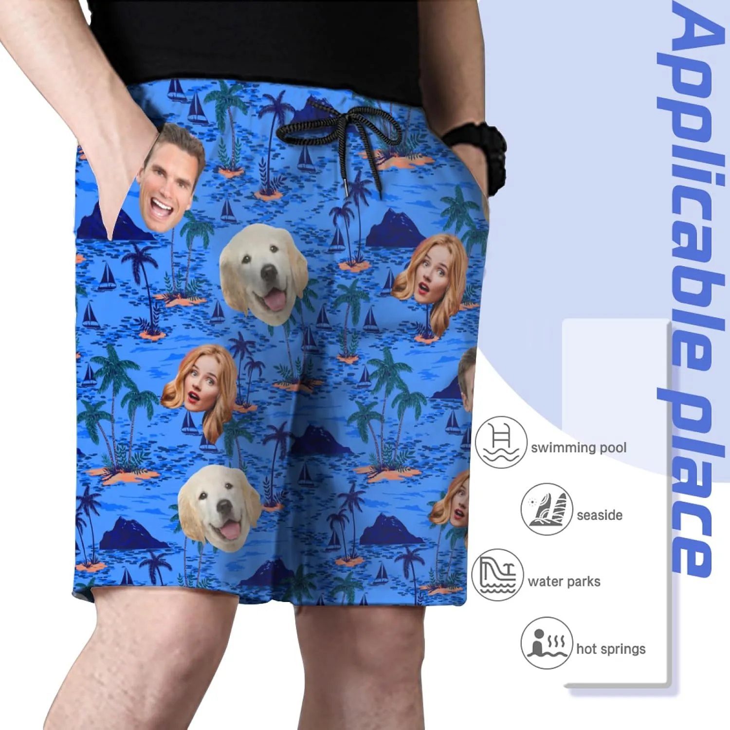 Custom Shorts for Men, Custom Swim Trunks Men Personalized Funny Swim Trunks Beach Board Shorts Swim Shorts Swimwear