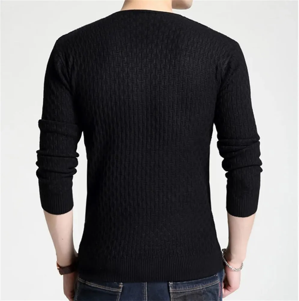 Dvbfufv Men's V Neck Solid Color Pullover Sweater Men Long Sleeve Sweaters Shirt Men Autumn Dress Casual Sweaters
