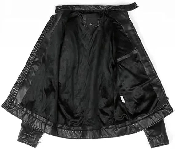 FIT WEAR Men’s Black Faux Leather Jacket Diamond Quilted Moto Rider Vintage Coat