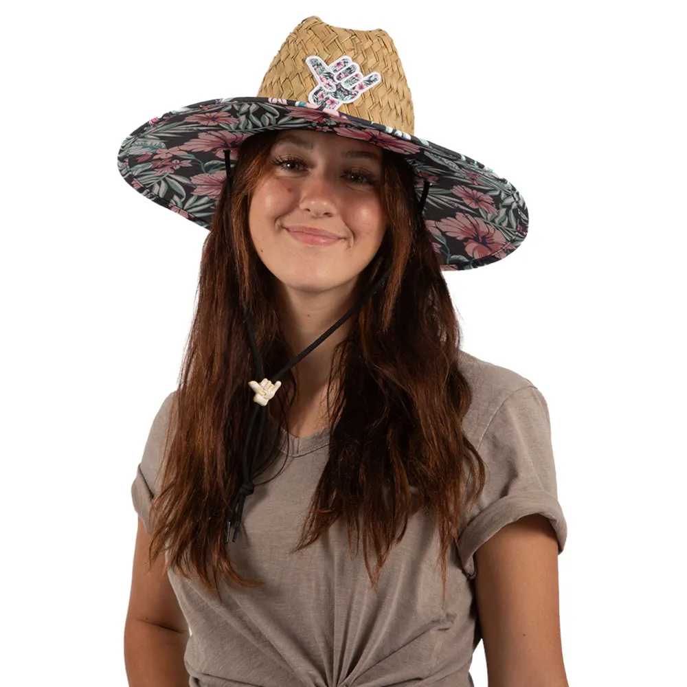 Frangipani Lightweight adjustable drawstring straw hat