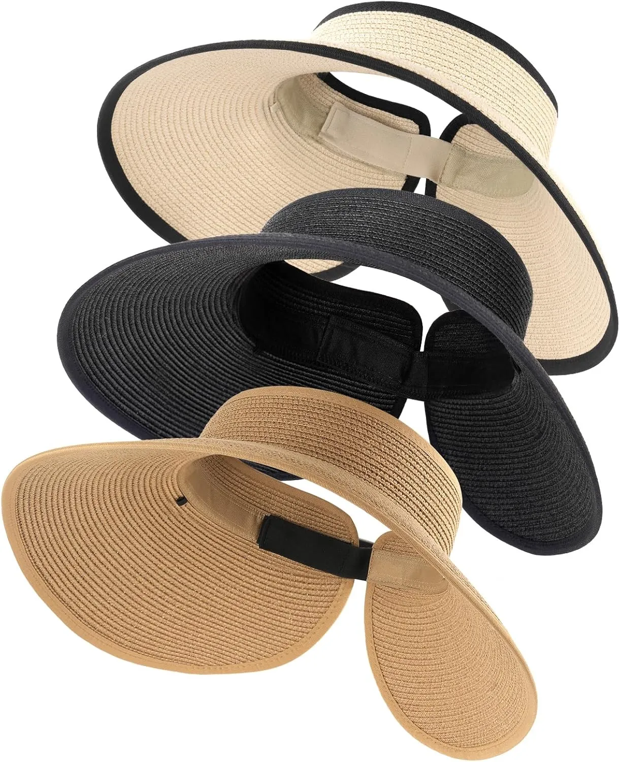 FURTALK Straw Sun Visor Hats for Women UPF 80  Wide Brim Pontytail Summer Beach Hats