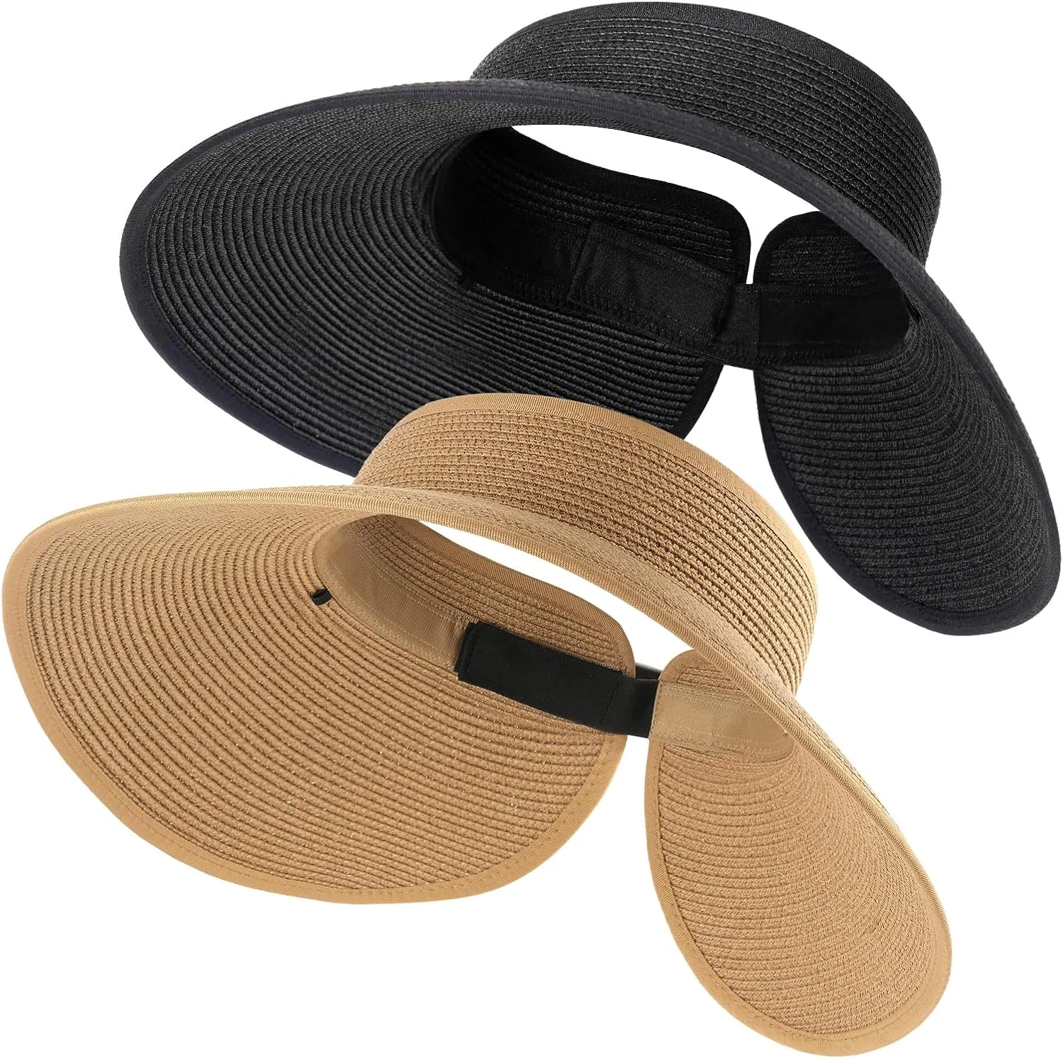 FURTALK Straw Sun Visor Hats for Women UPF 80  Wide Brim Pontytail Summer Beach Hats