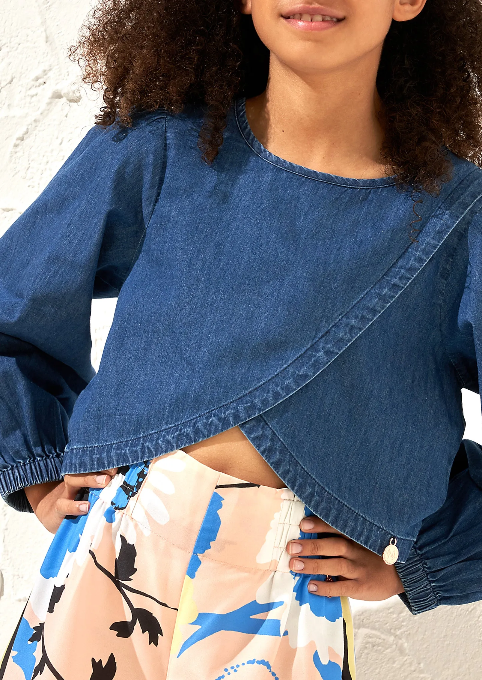Gia Denim Wrap Top