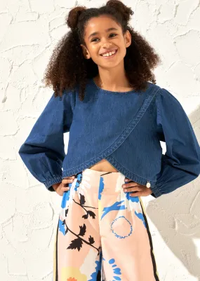 Gia Denim Wrap Top