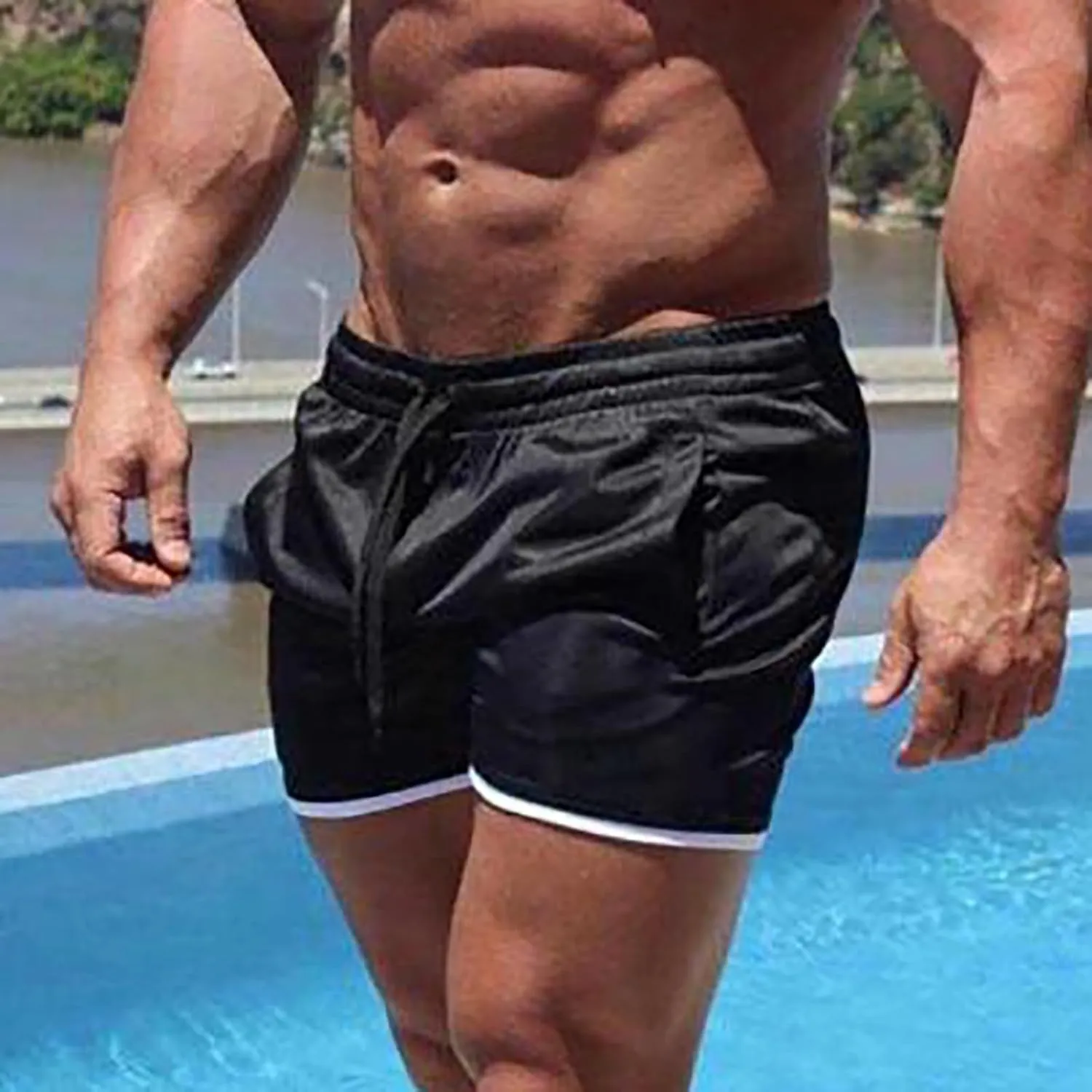 GOKKILRW Men's Gym Workout Shorts Lightweight Quick Dry Bodybuilding Pants Training Running Sports Joggers Beach Board Shorts