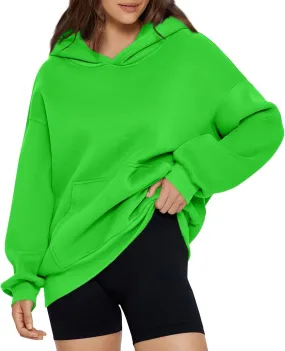 Hoodies For Women Oversized Solid Color Sweatshirt Casual Long Sleeve Pullover Tops With Pocket