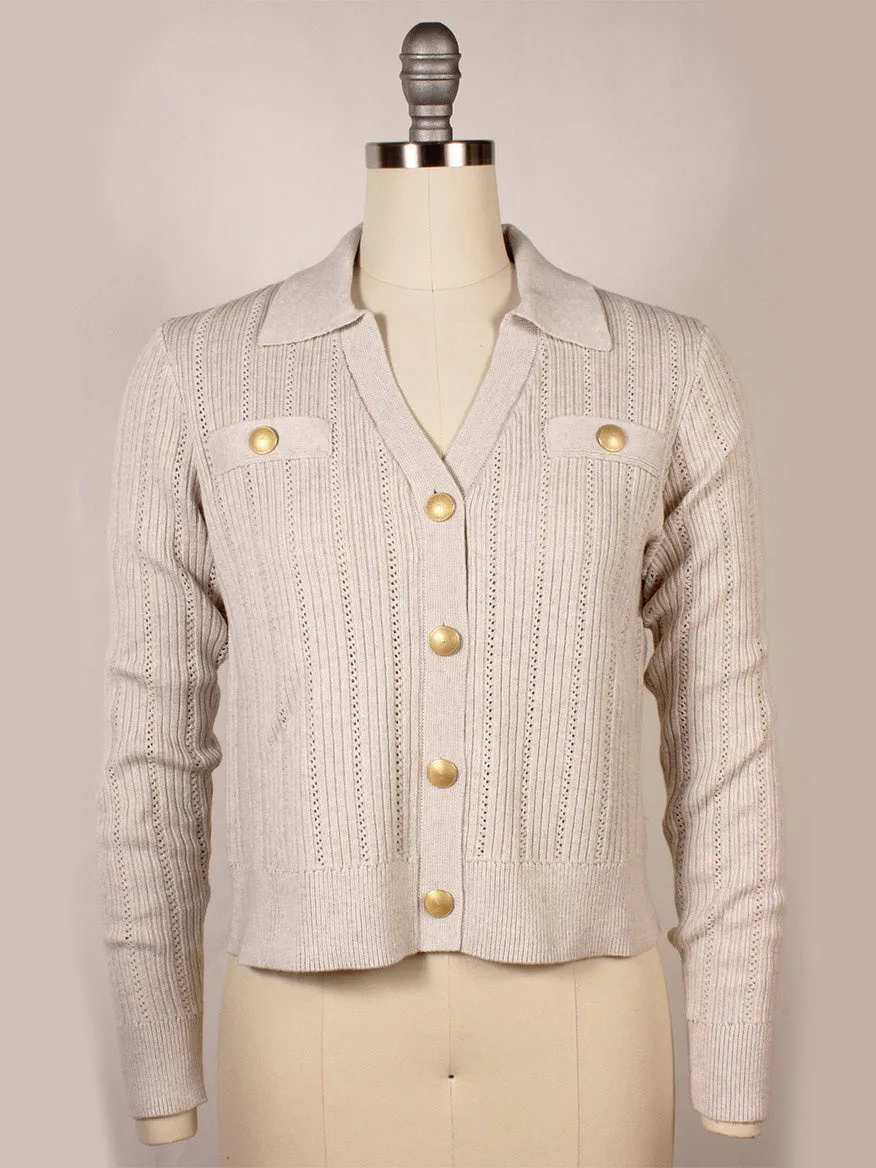 Kinross Rib Button Front Polo in Champagne