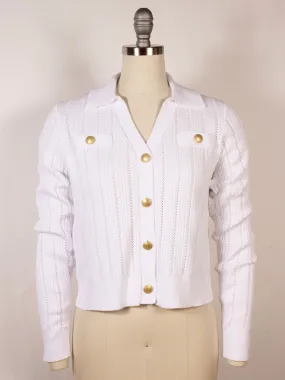 Kinross Rib Button Front Polo in White