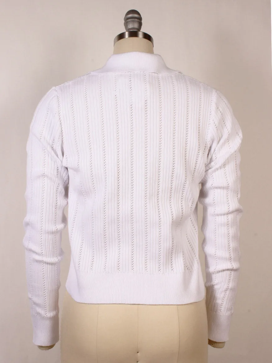 Kinross Rib Button Front Polo in White