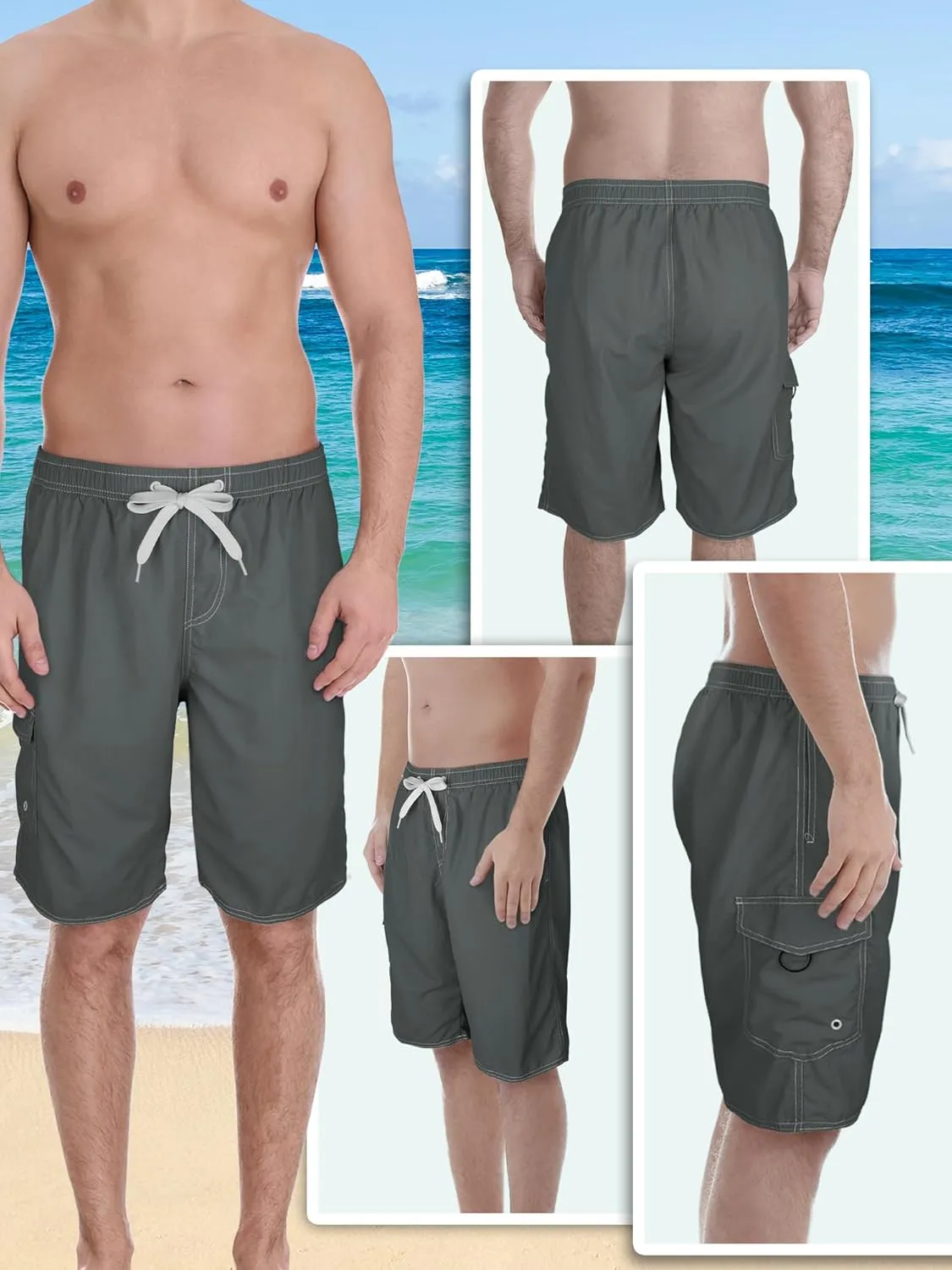 Mens Swim Trunks Swim Shorts Swimwear Swimsuit Beach Shorts Bathing Suits Quick Dry Waterproof