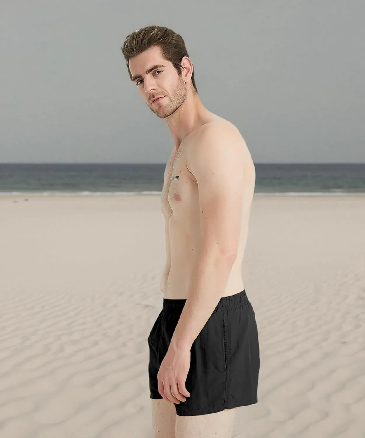 MYJAJAYI Mens Swim Trunks 3" Swim Shorts Quick Dry Beach Shorts with Mesh Lining