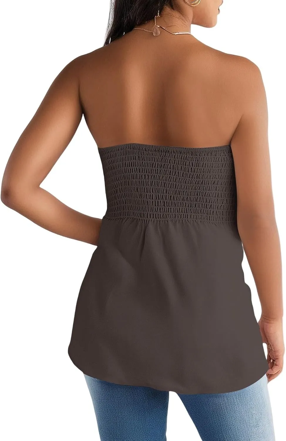 Summer Tube Tops for Women Going Out Sexy Sleeveless Off Shoulder Strapless Backless Pleated Elastic wrap Shirt Blouses