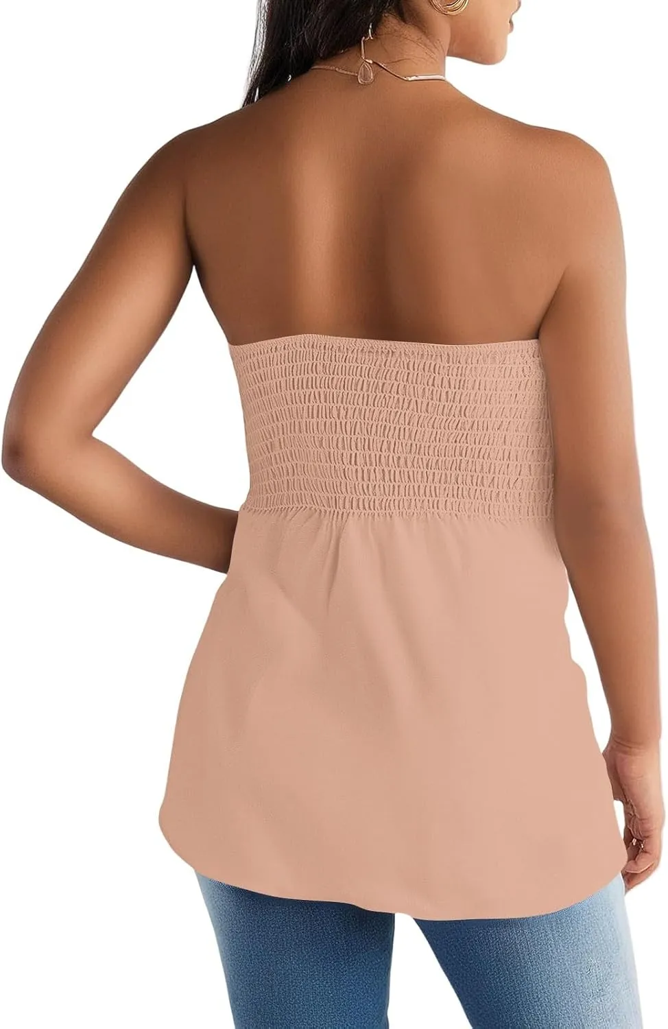 Summer Tube Tops for Women Going Out Sexy Sleeveless Off Shoulder Strapless Backless Pleated Elastic wrap Shirt Blouses