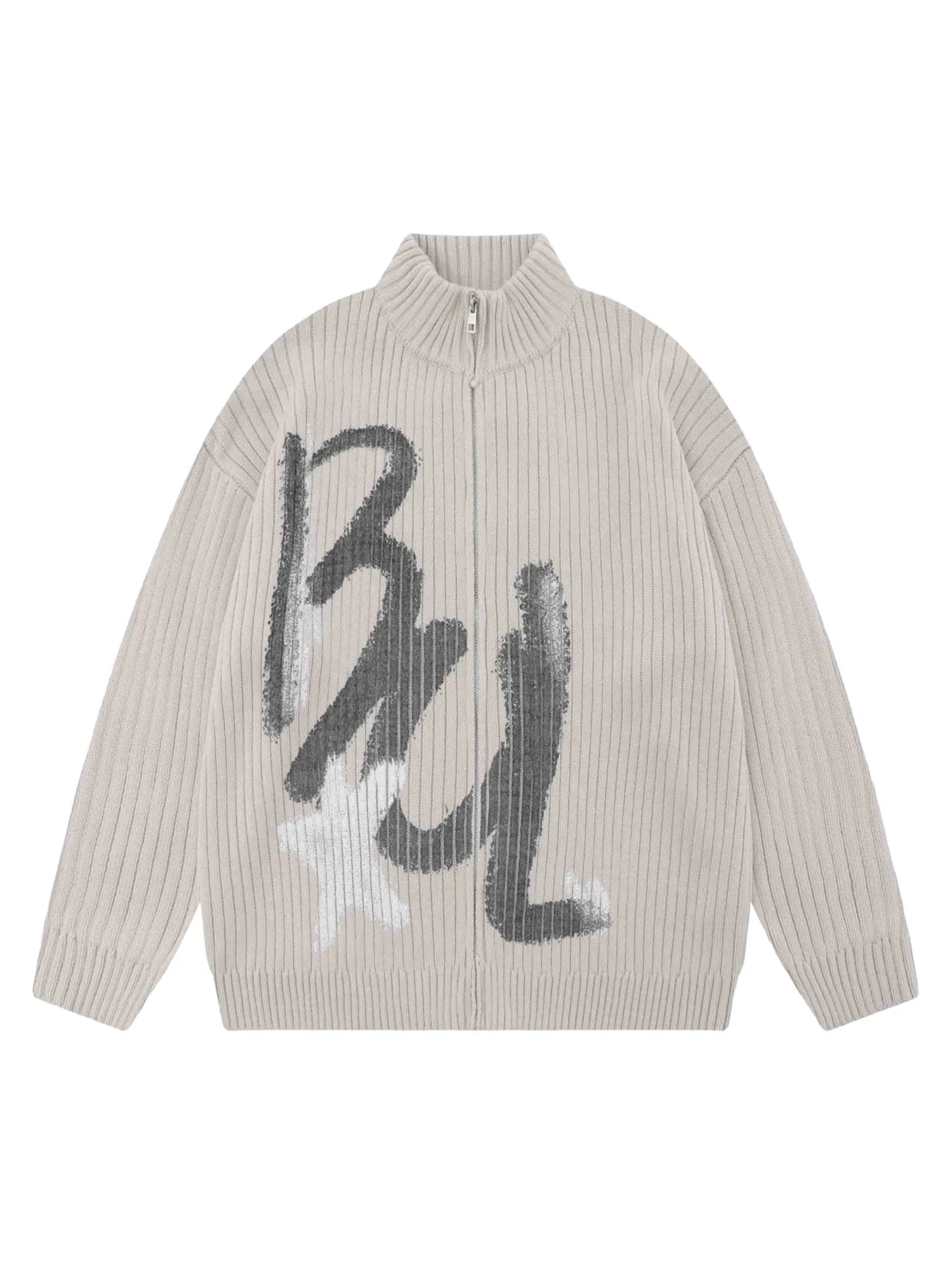 Thesupermade Graffiti Print Cardigan Sweater - 1988