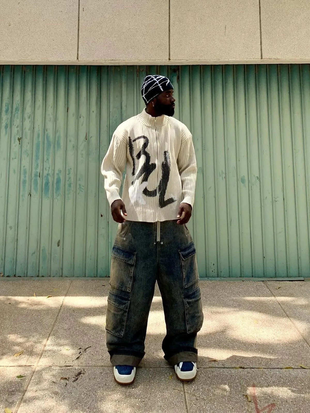 Thesupermade Graffiti Print Cardigan Sweater - 1988