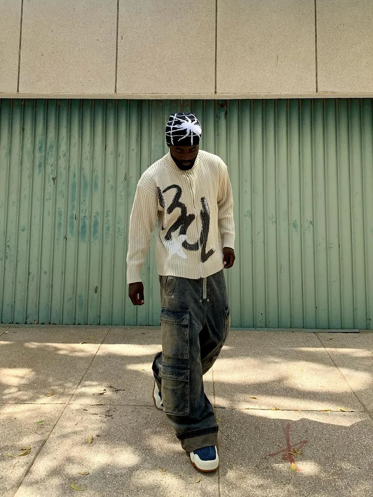 Thesupermade Graffiti Print Cardigan Sweater - 1988