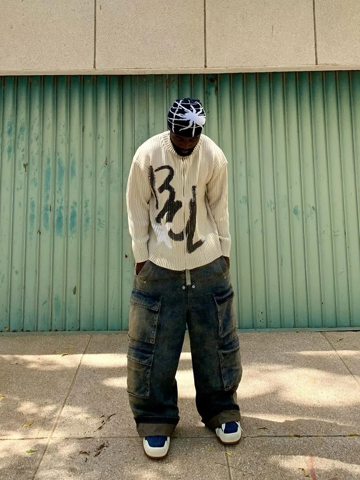 Thesupermade Graffiti Print Cardigan Sweater - 1988