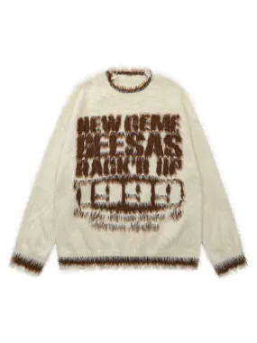 Thesupermade Retro Letter Fluffy Sweater
