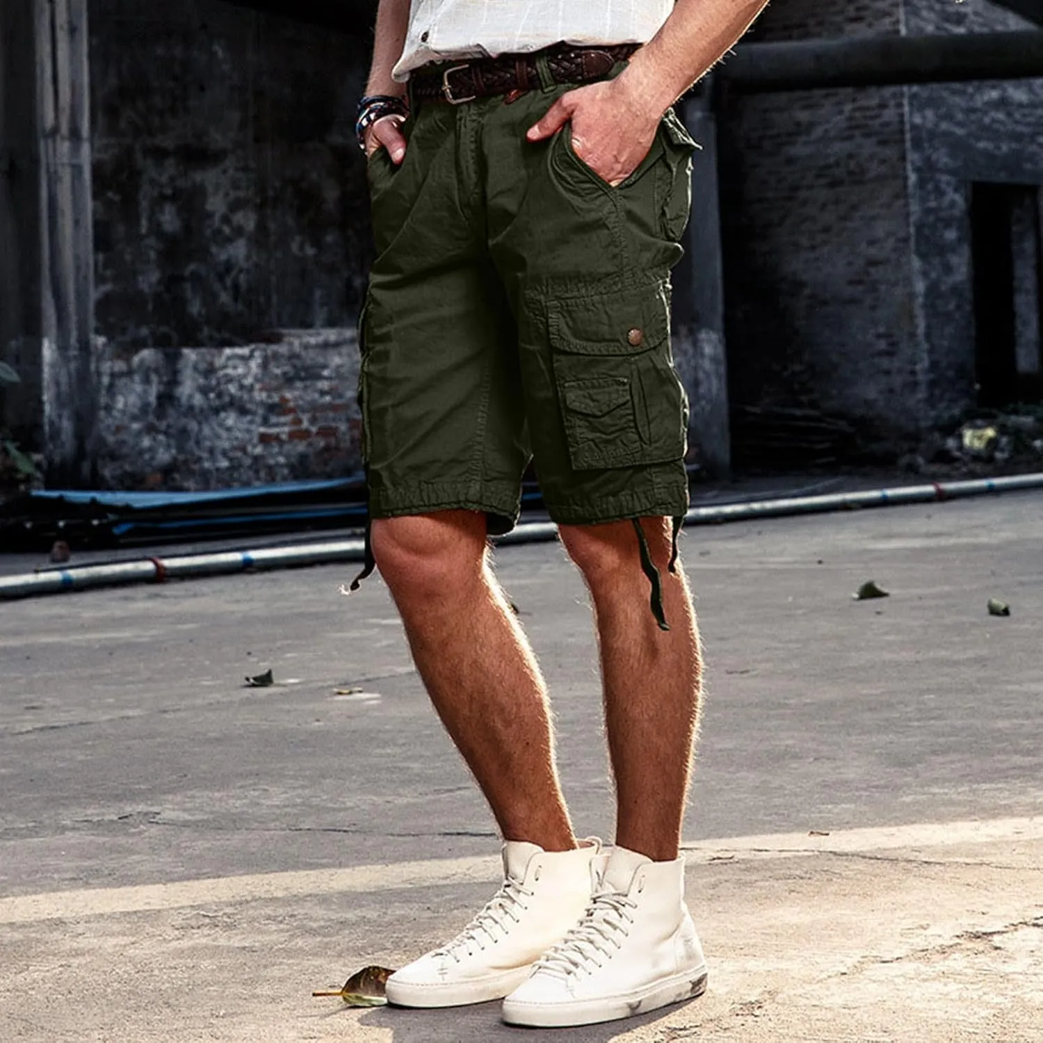 TUQIDEWU Mens Cargo Shorts, Tactical Shorts for Men Waterproof Breathable Hiking Fishing Short Pants with Pockets,not Belt