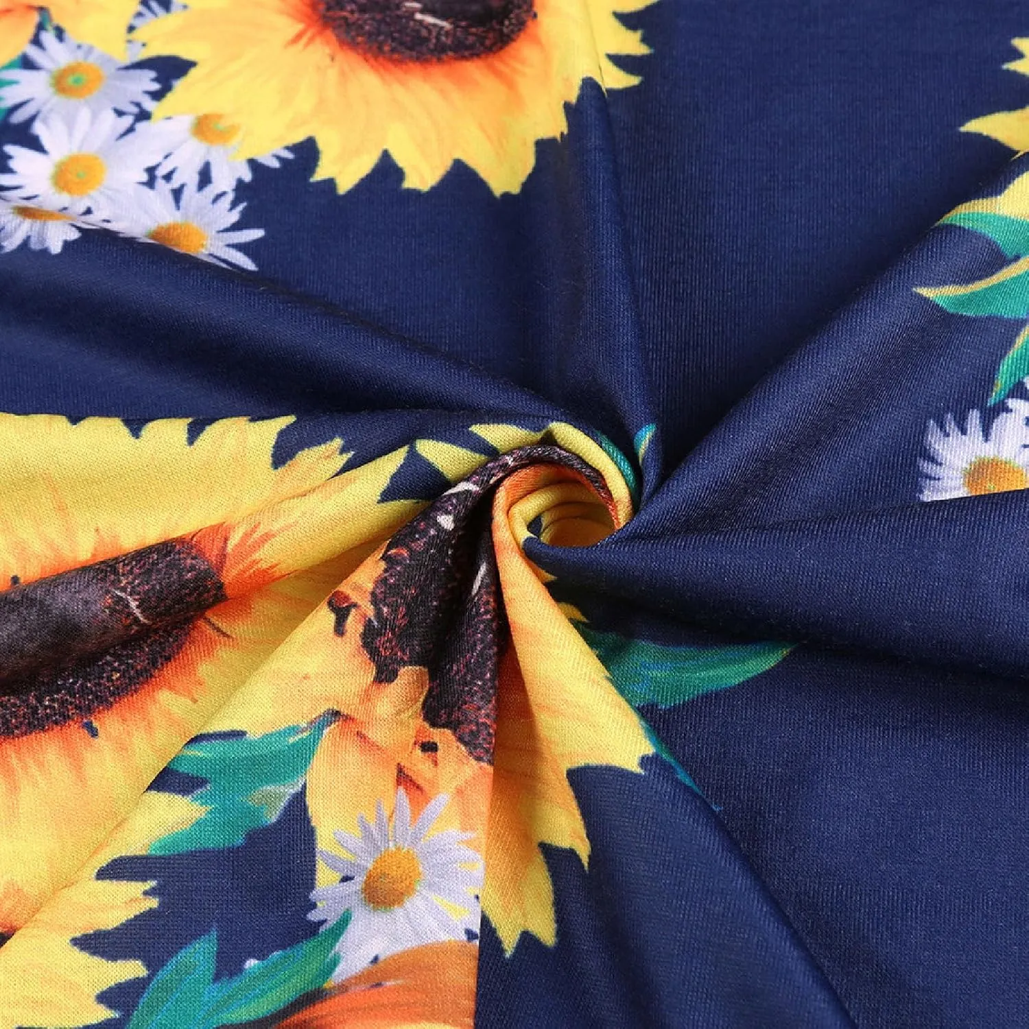 Women's Fashion Sunflower Print Sundress Summer Trendy Sleeveless Mini Dresses Cute Beach Vacation Short Dress