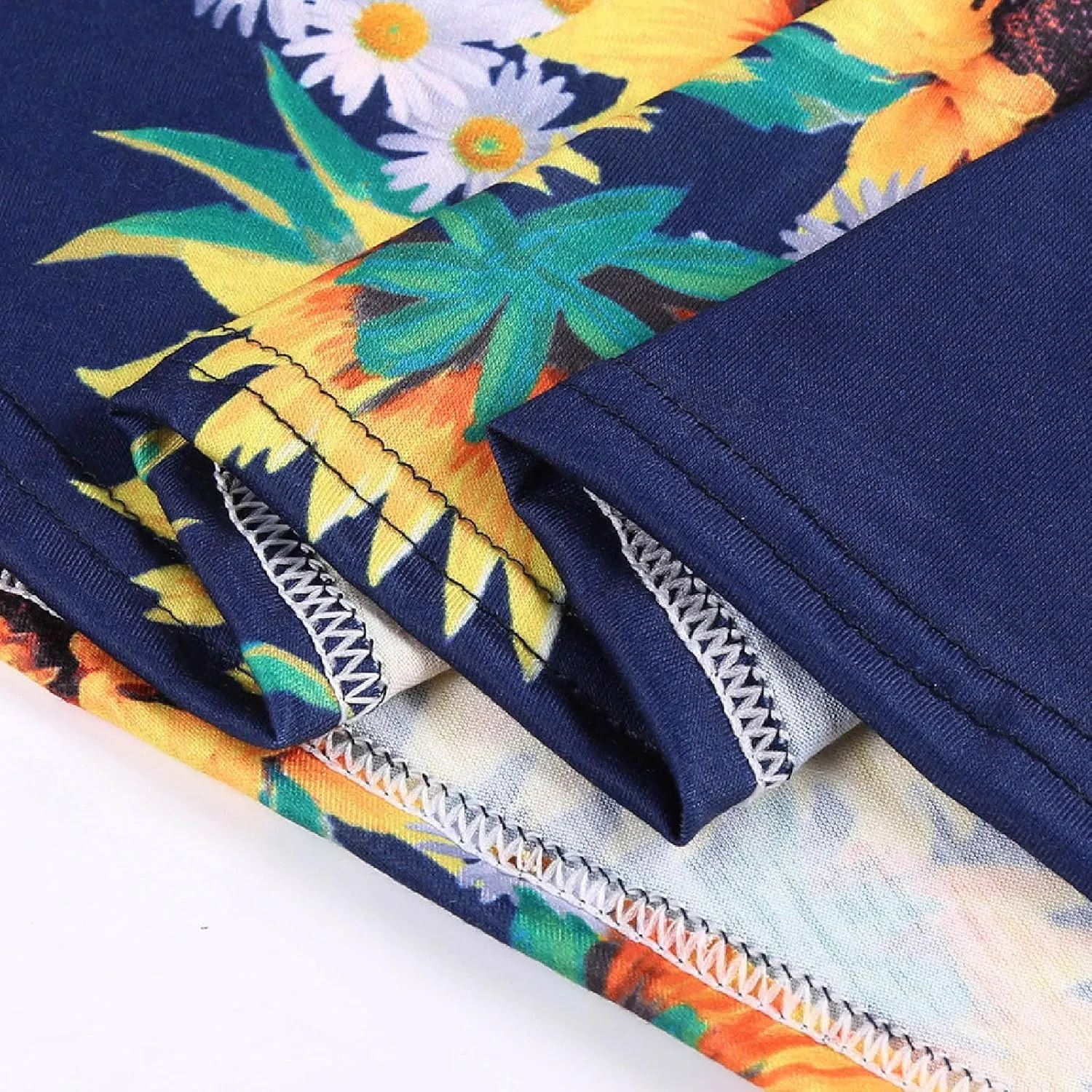 Women's Fashion Sunflower Print Sundress Summer Trendy Sleeveless Mini Dresses Cute Beach Vacation Short Dress