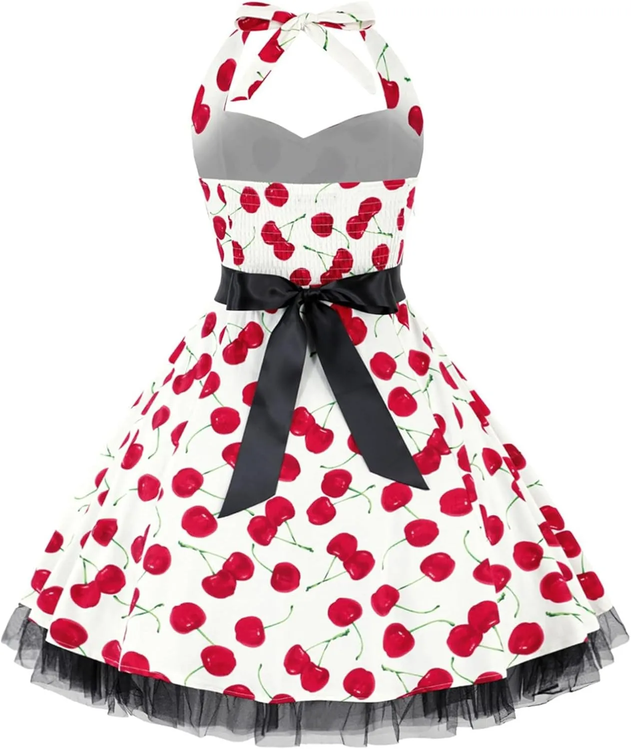 Women's Retro Floral Print Cocktail Dress Audrey Hepburn Style Homecoming Tea Party A-Line Swing Dress