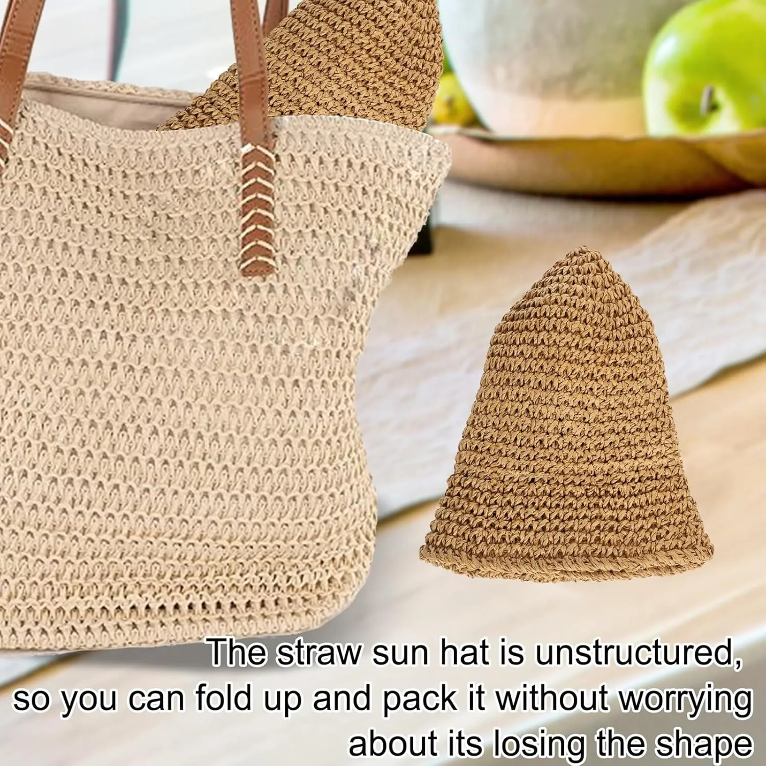 Womens Straw Beach Sun Hats,Foldable Summer Wide Brim Packable Sun Hat Summer Vacation Travel Wide Brim Cap