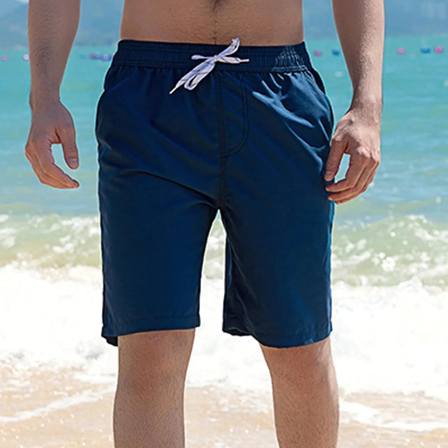 Zeiyignr Men's Running Gym Workout Shorts Casual Elastic Waist Drawstring Summer Beach Shorts Solid Quick Dry Board Shorts