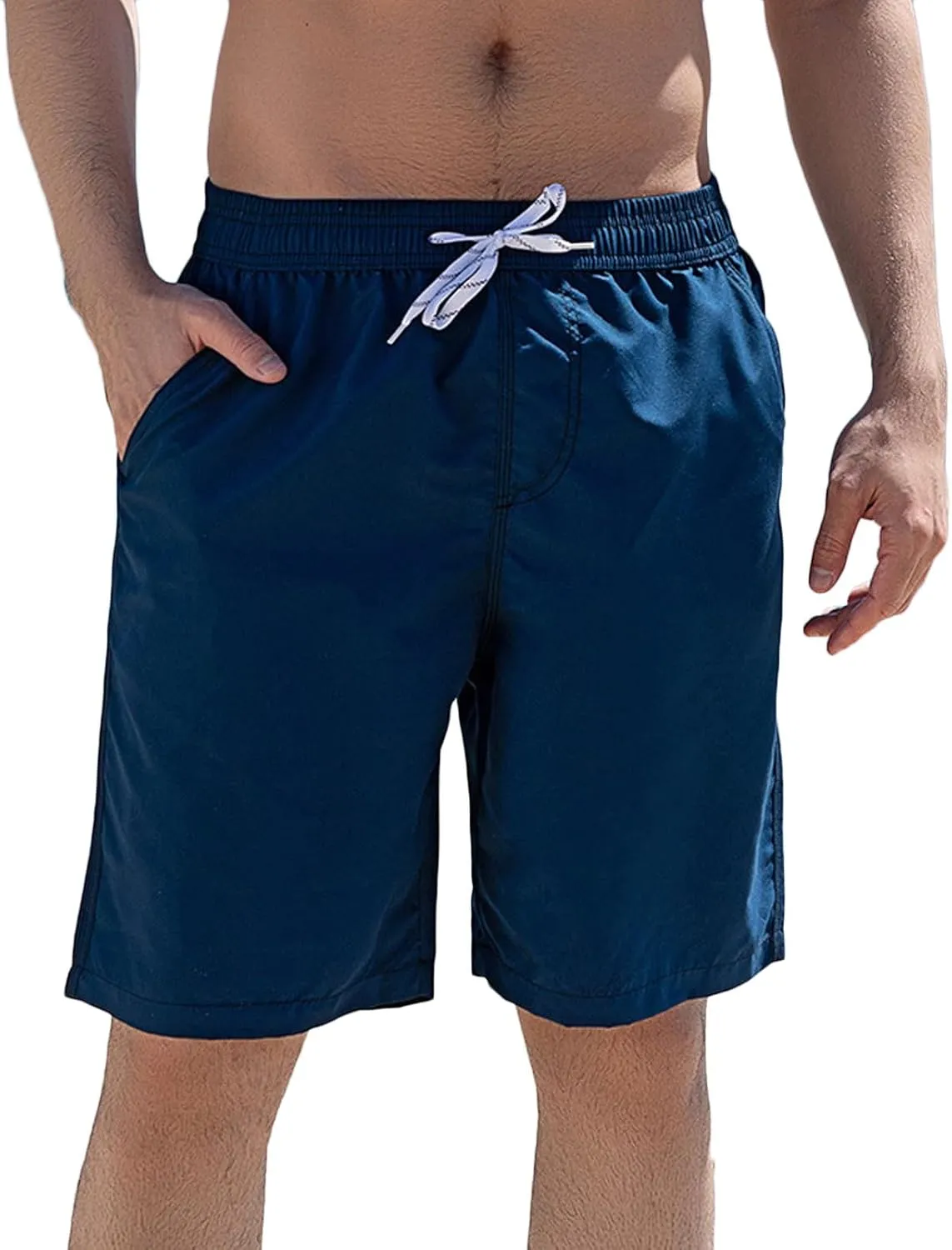 Zeiyignr Men's Running Gym Workout Shorts Casual Elastic Waist Drawstring Summer Beach Shorts Solid Quick Dry Board Shorts