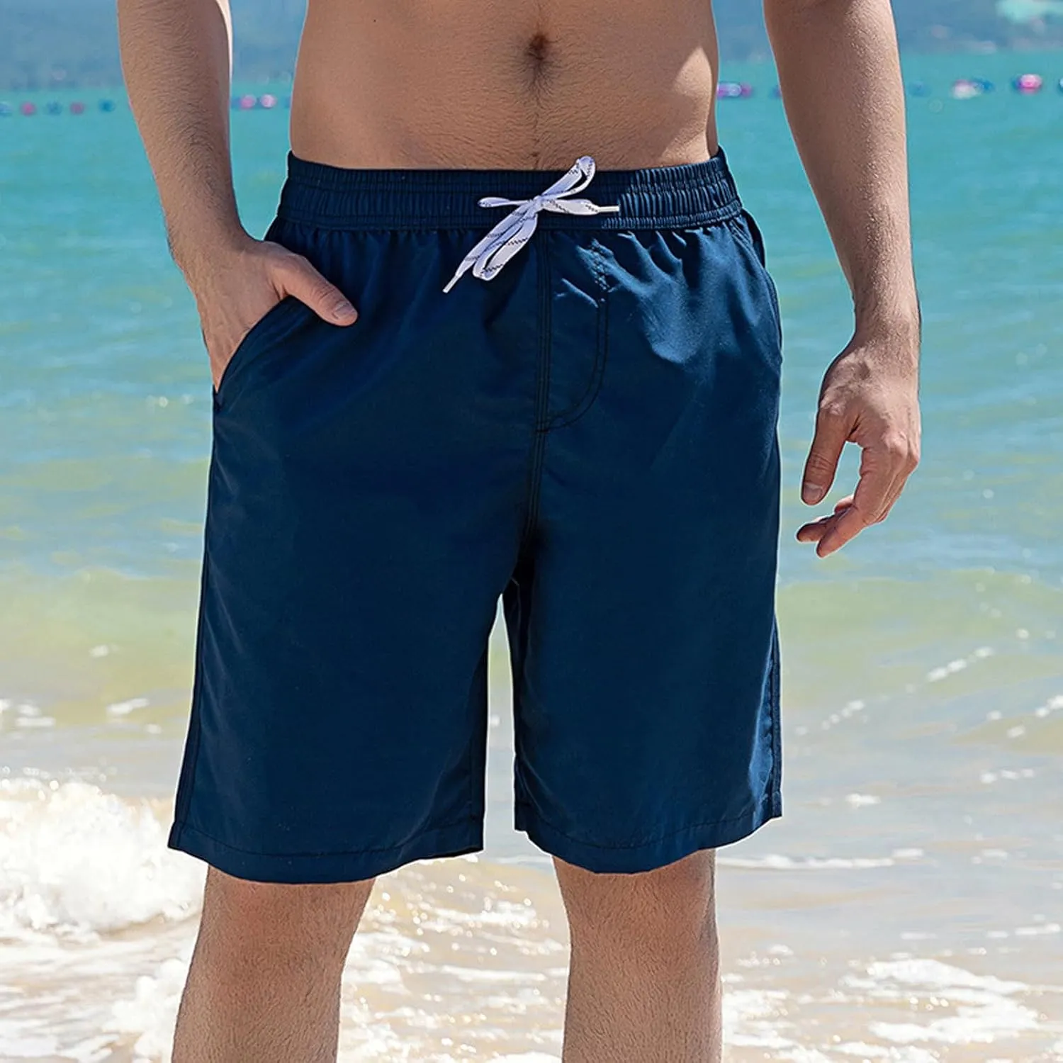 Zeiyignr Men's Running Gym Workout Shorts Casual Elastic Waist Drawstring Summer Beach Shorts Solid Quick Dry Board Shorts