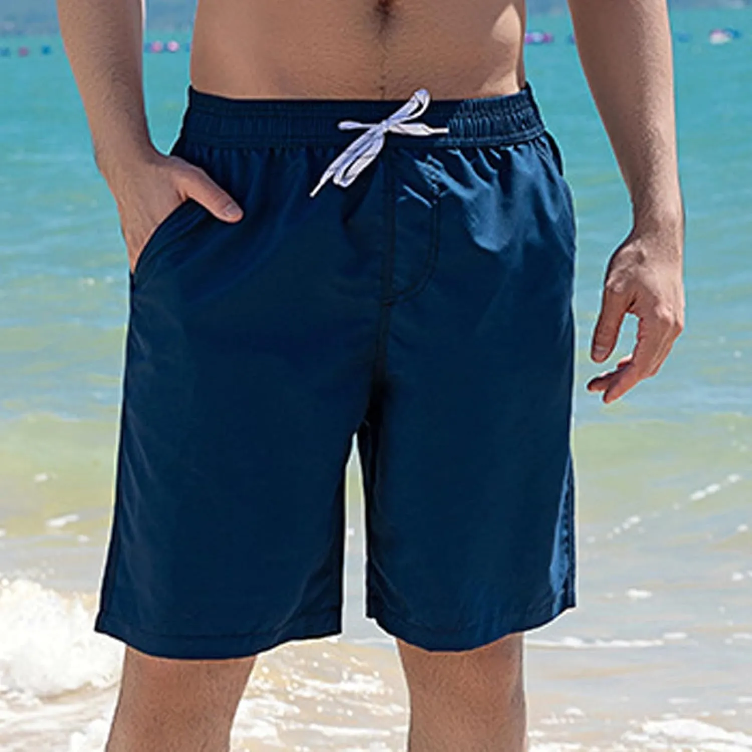 Zeiyignr Men's Running Gym Workout Shorts Casual Elastic Waist Drawstring Summer Beach Shorts Solid Quick Dry Board Shorts